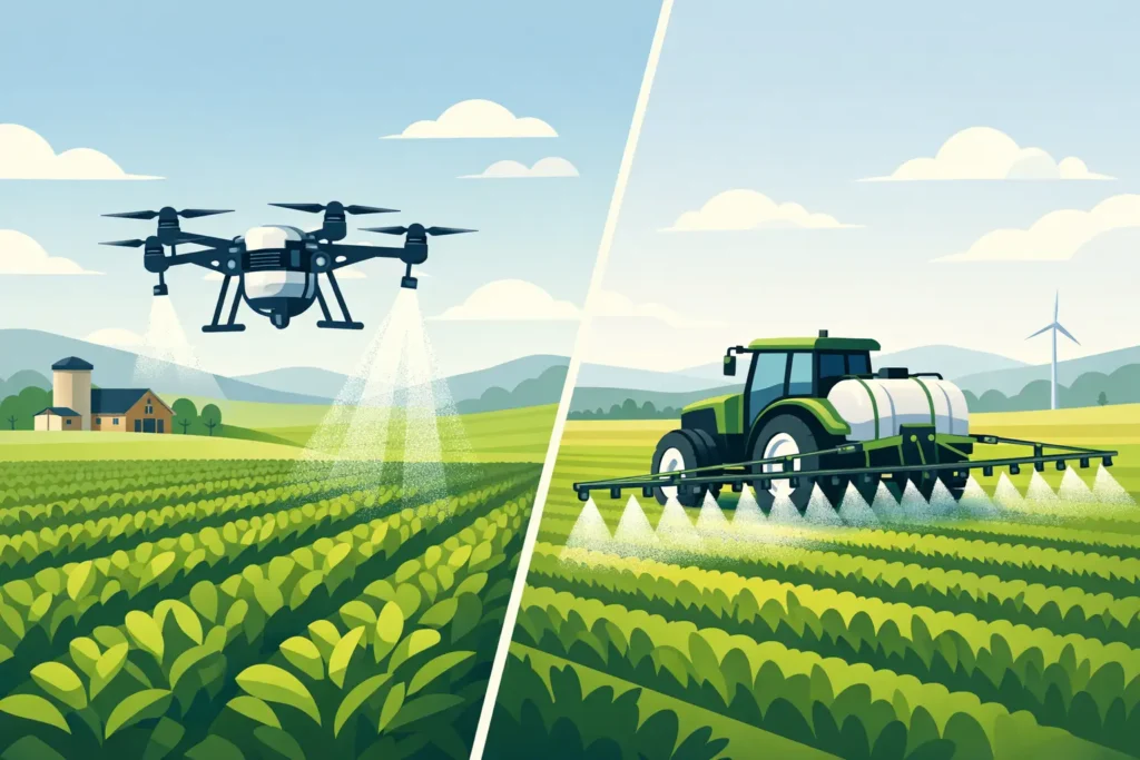 Drone spraying vs boom spraying u praksi